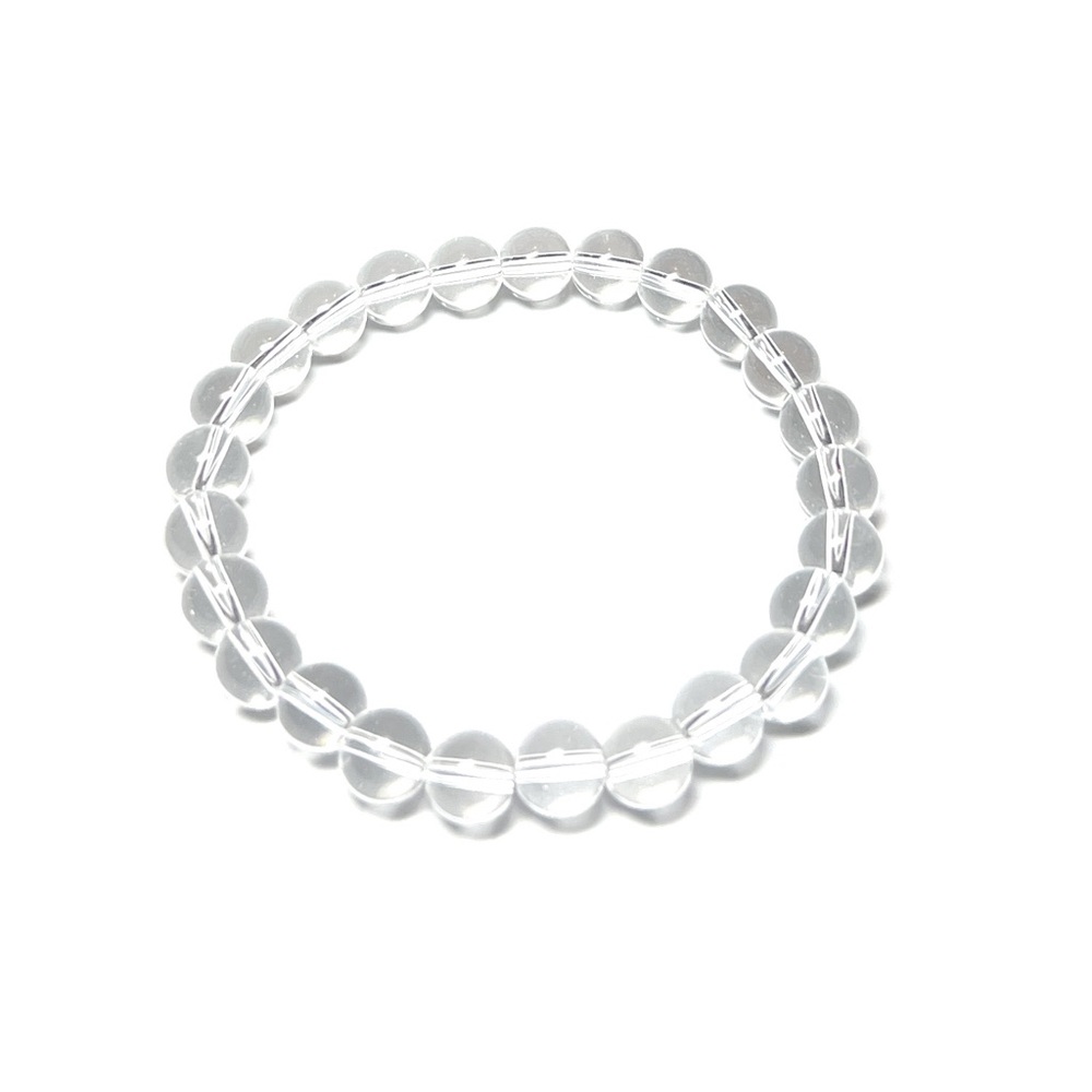 Clear Crystal Quartz Gemstone Bead Stretch Bracelet AAA Genuine Natural